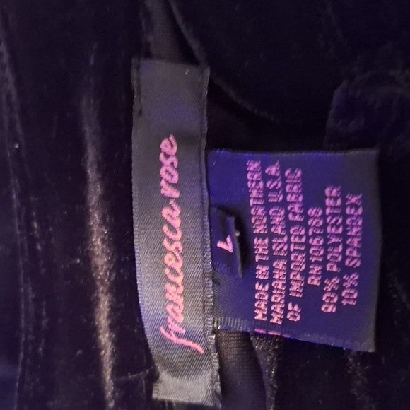 Vintage Francesca Rose Black Velvet Toggle Front Top Size Large - Picture 5 of 6